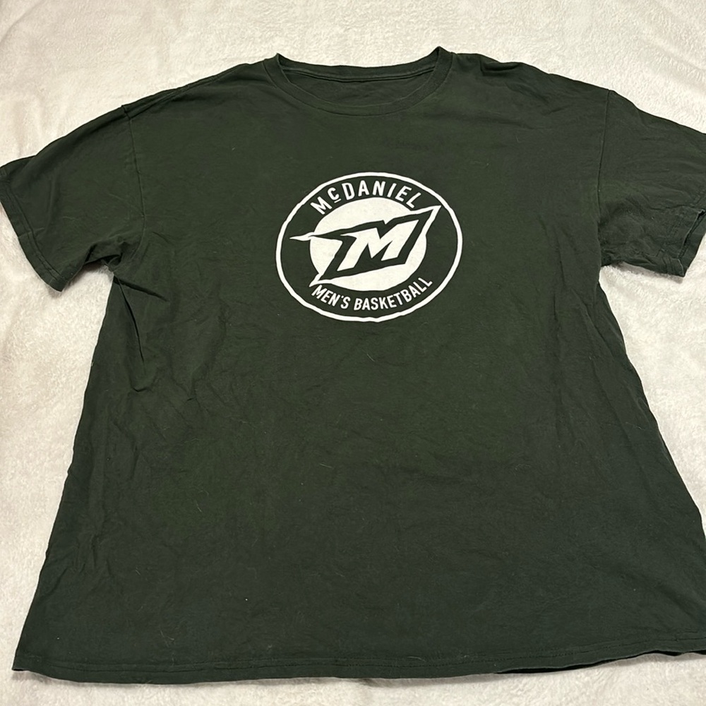 Men’s XLMcDaniel college Men’s Basketball t- shirt- dark green with white logo